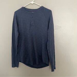 Vince Blue Long-Sleeve Henley Shirt men XS